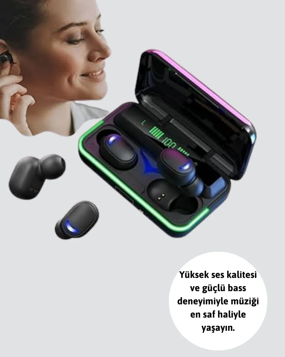 Oyun Modlu E10 Bluetooth Kulaklık Powerbank ve LED Ekranlı