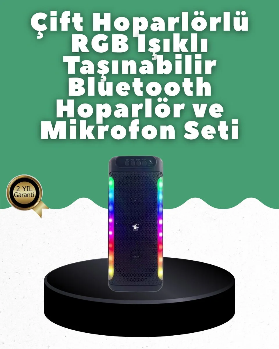 Yüksek Ses Güçlü Kablosuz Hoparlör  Karaoke Mikrofonlu