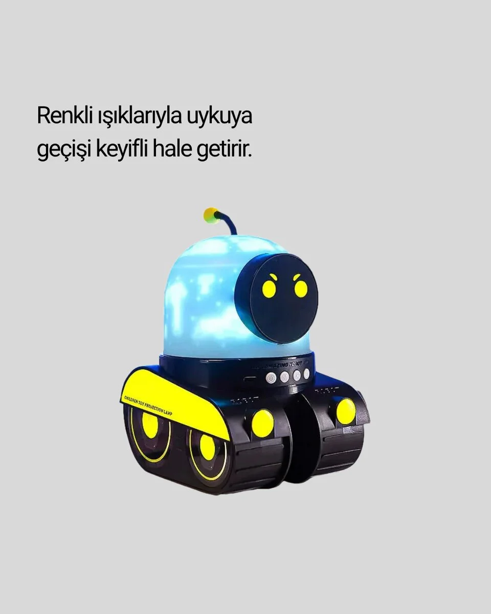 Robot Tasarımlı Bluetooth Hoparlörlü Yıldızlı Gökyüzü Projektör