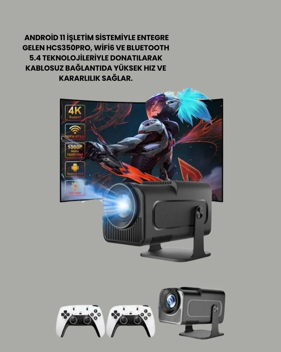 HCS350pro 1080P Full HD Taşınabilir Android Projektör