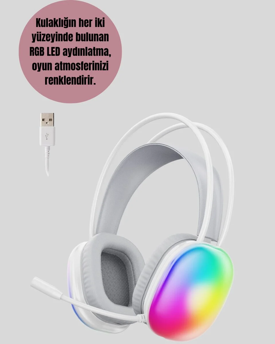 Düşük Gecikmeli Bluetooth 5.3 Gaming Kulaklık – RGB Işıklı
