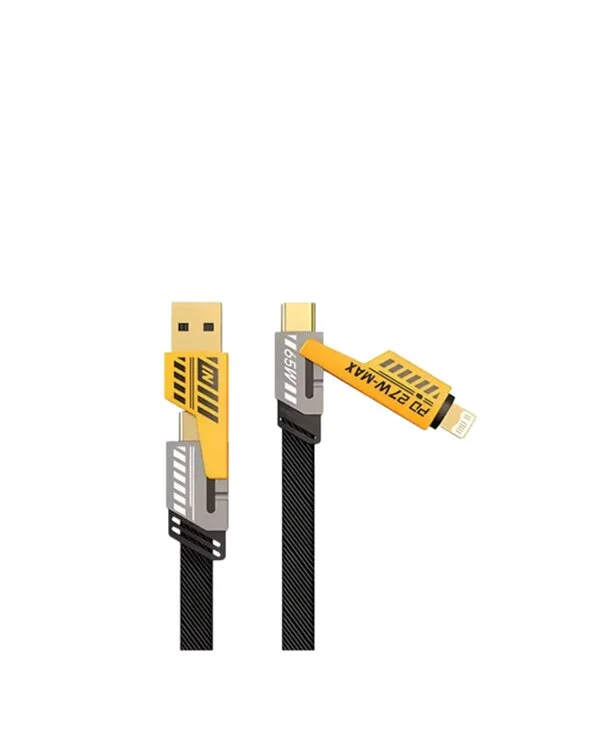 65W 4'ü 1 Arada Çoklu Şarj Kablosu – USB-C USB-A Lightning Veri ve Şarj Desteği