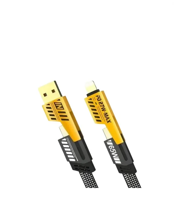 65W 4'ü 1 Arada Çoklu Şarj Kablosu – USB-C USB-A Lightning Veri ve Şarj Desteği