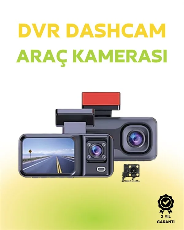 1080p Ön 720p Arka ve İç Kamera ile %100 Kapsama – Gece Görüşlü Araç Kamerası