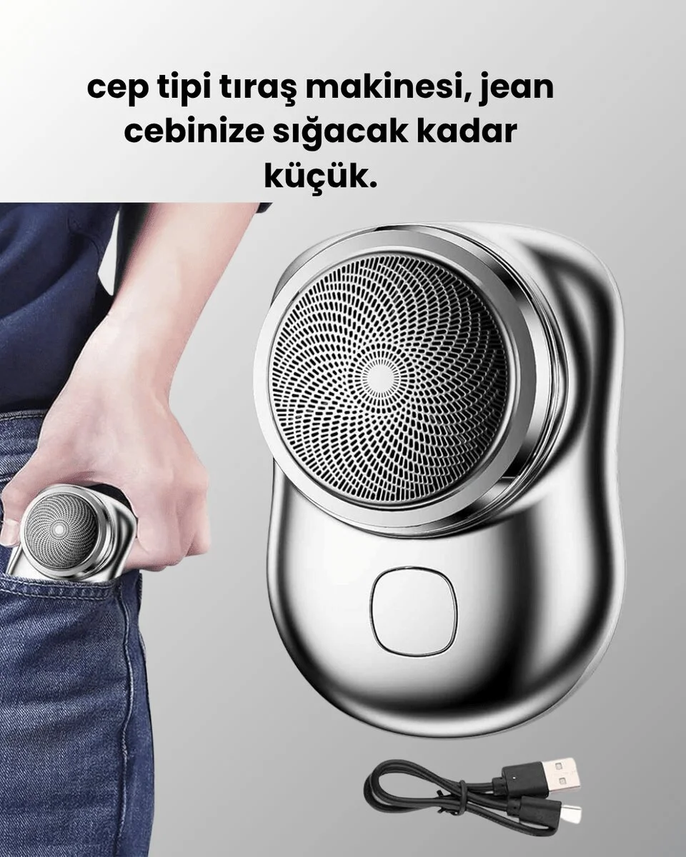 Taşınabilir cep boyunda şarjlı elektrikli tıraş makinesi