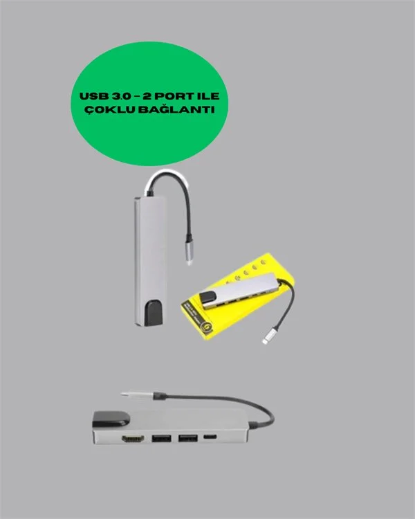USB‑C Çoklu Bağlantı Merkezi – 5 Gbps 100‑240 V Sağlam Eloksal Tasarım