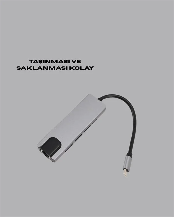 4K HDMI Çıkışlı Gigabit Ethernet'li USB‑C Çoklu Port Hub