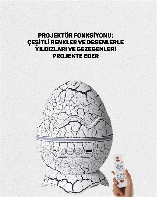Dinozor Yumurtası Tasarımlı Projektörlü Gece Lambası
