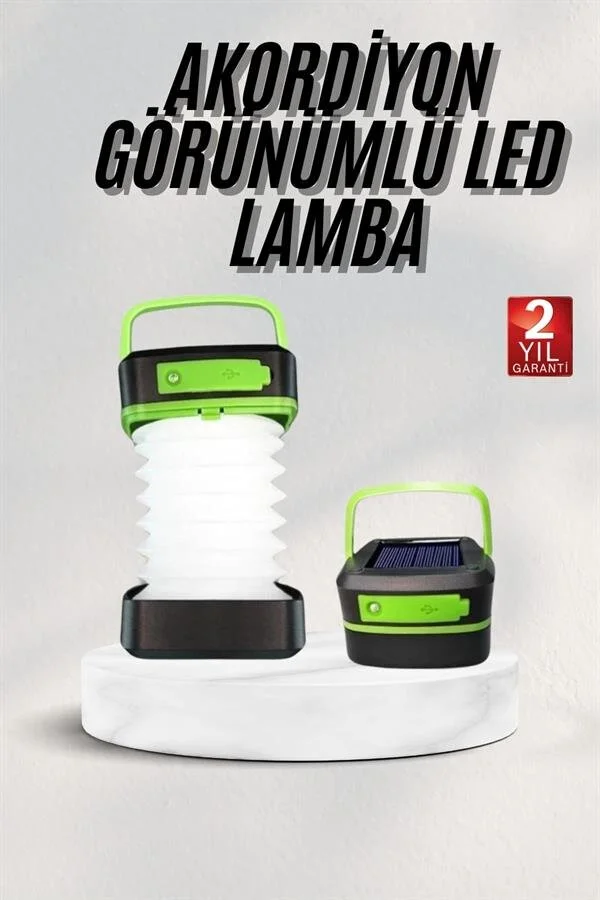 Katlanabilir Kamp Lambası Akordiyon Lamba Şarjlı 3 Kademeli Solar
