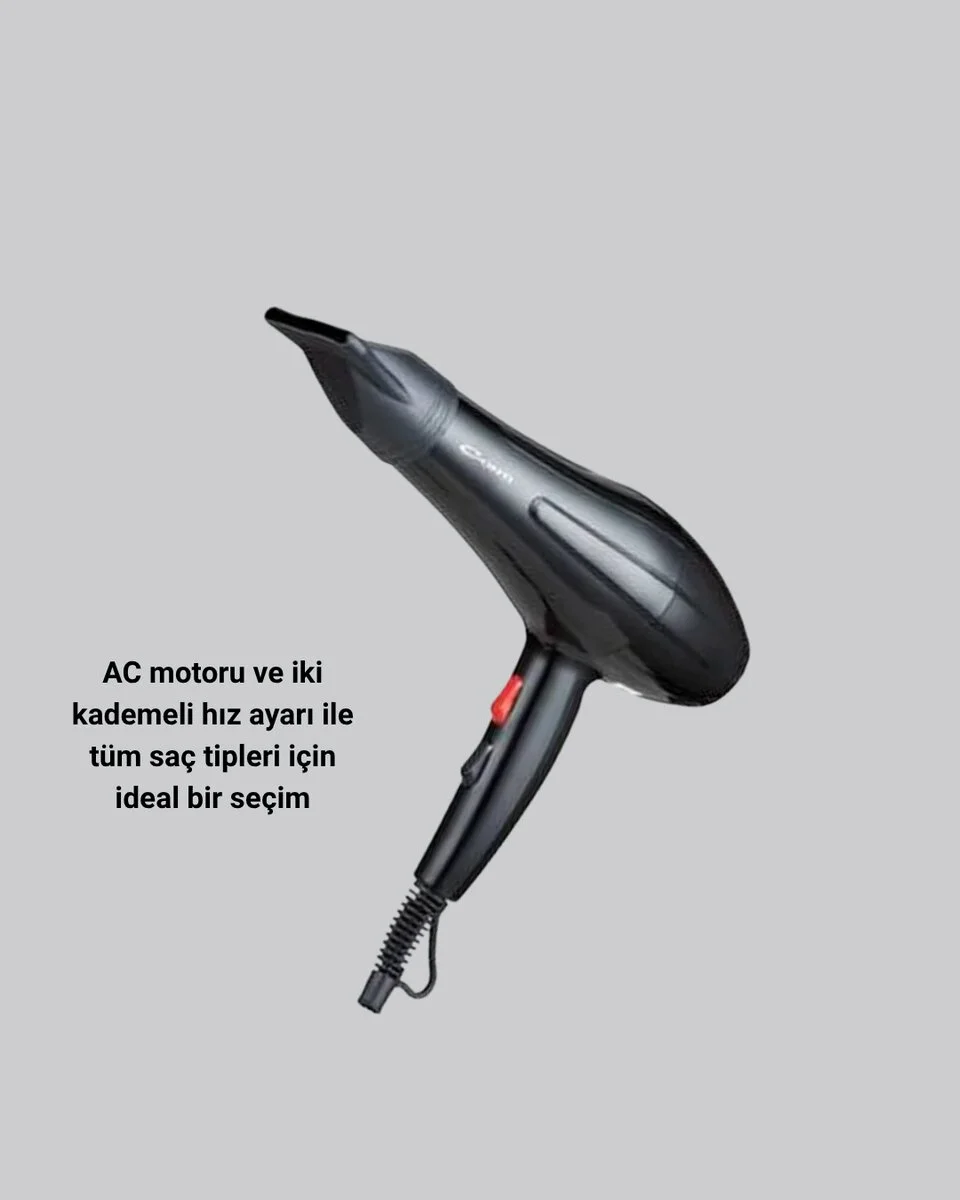 Profesyonel Saç Kurutma Makinesi – AC Motor Soğuk Üfleme 2 Hız Kademesi