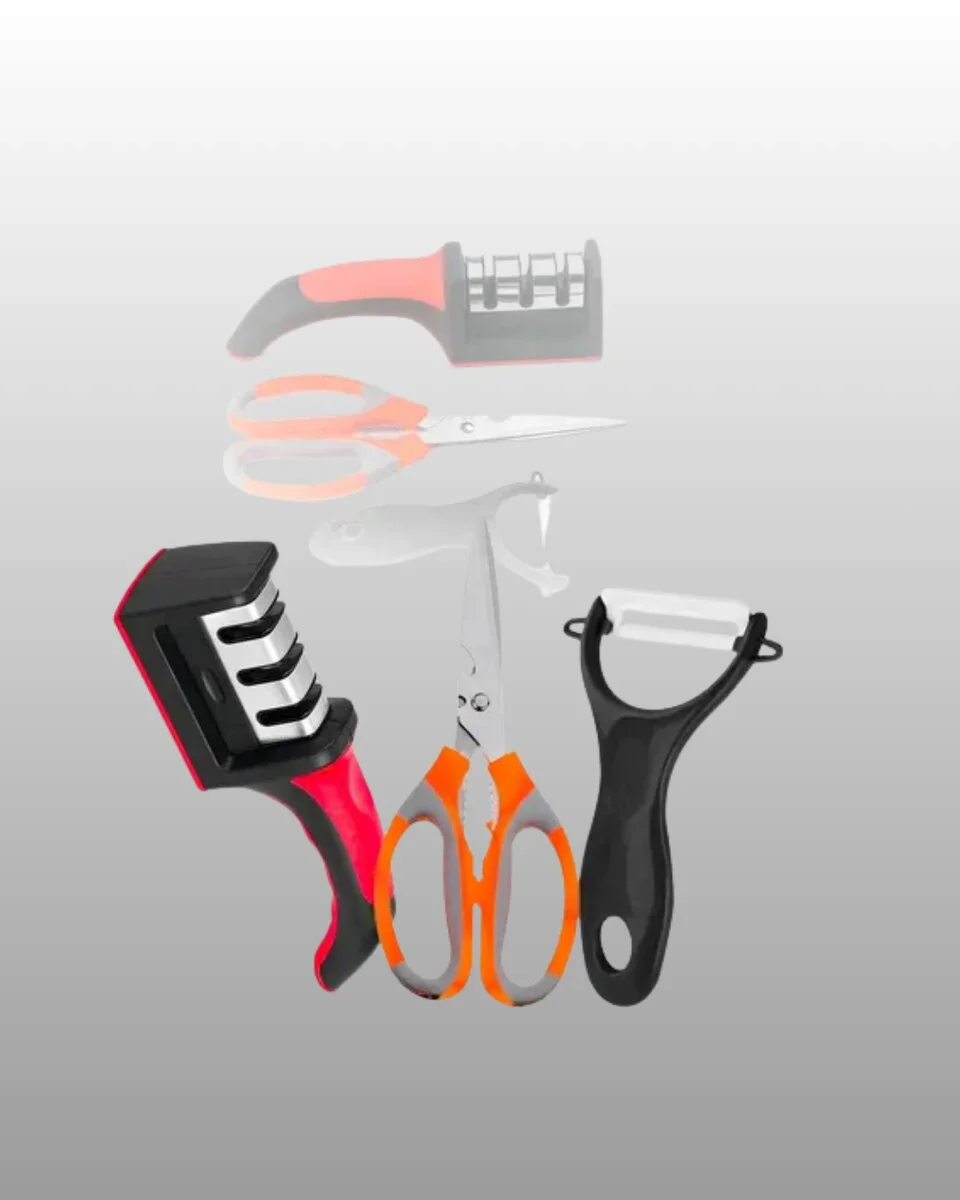 3 Parçalı Çok Fonksiyonlu Mutfak Makas Seti – Paslanmaz Çelik Ergonomik Tasarım
