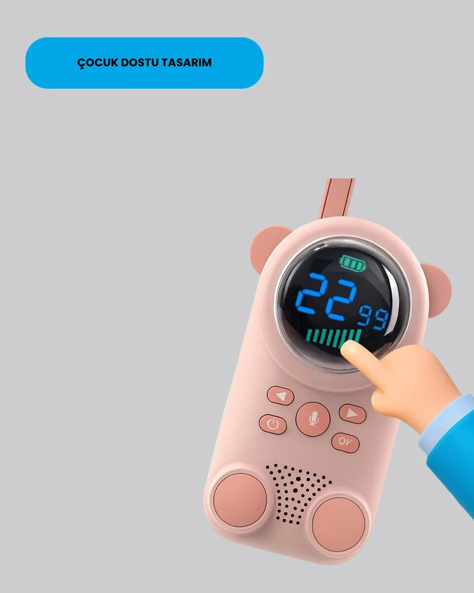 USB Şarjlı Çocuk Telsizi – Renkli Ekran VOX Modu Kompakt Tasarım
