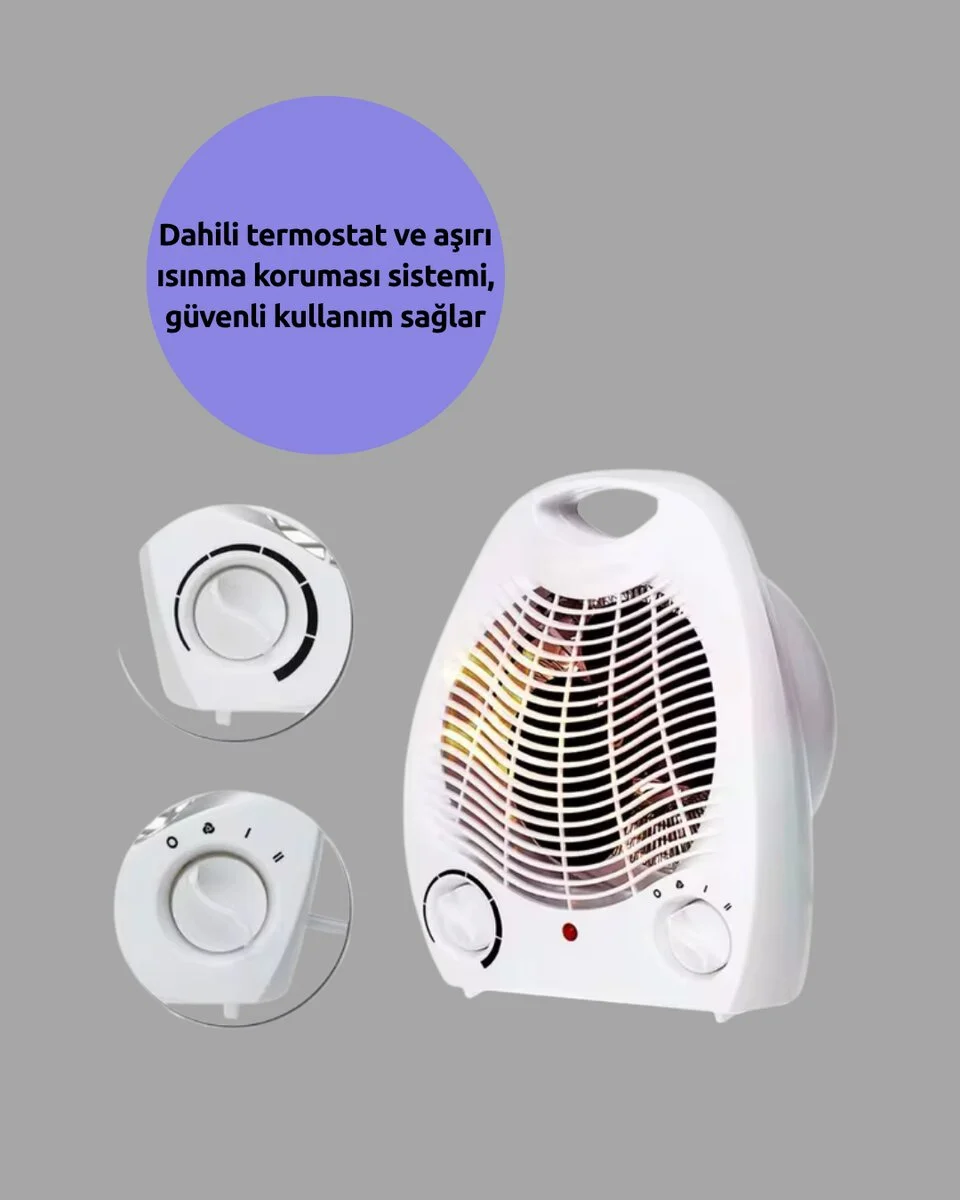 2000W Taşınabilir Elektrikli Fanlı Isıtıcı – Hızlı Isınma Kompakt Boy
