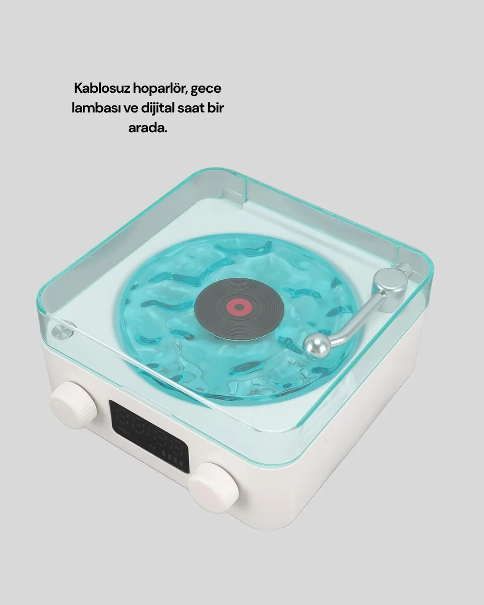 3-1 Kablosuz Bluetooth Hoparlör – Gece Lambalı Saatli Retro Tasarım
