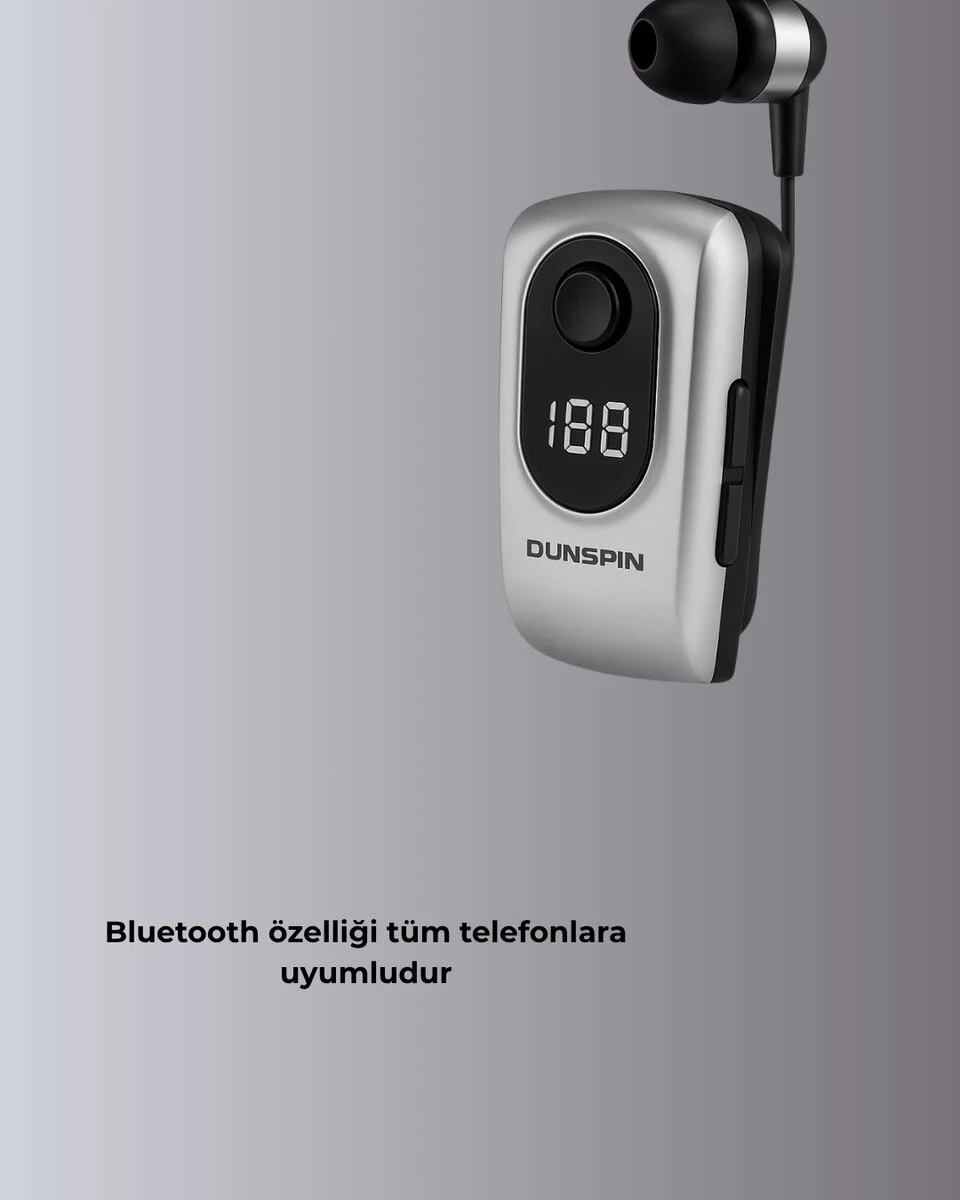 Profesyonel Bluetooth Kulaklık – Klipsli Titreşimli Dijital Göstergeli