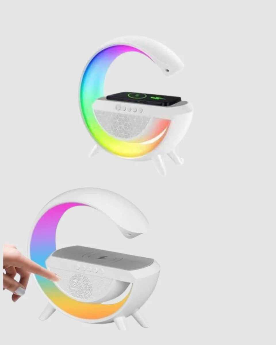 Bluetooth 5.0 Hoparlör – Kablosuz Şarj RGB Gece Lambası ve FM Radyo