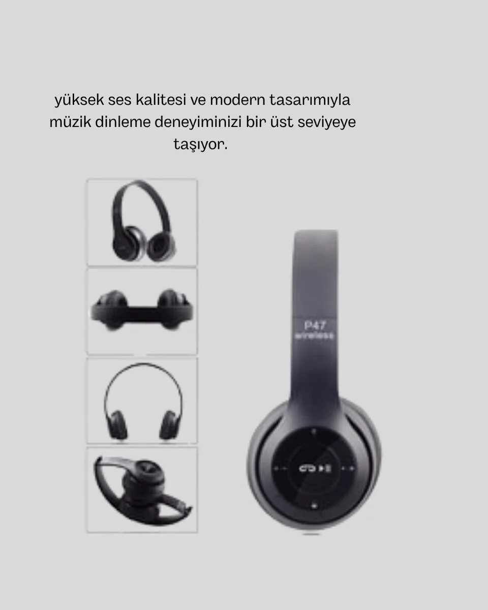 Bluetooth 5.0 Kablosuz Kulaklık – Extra Bass TF Kart Desteği 3.5mm AUX Girişli