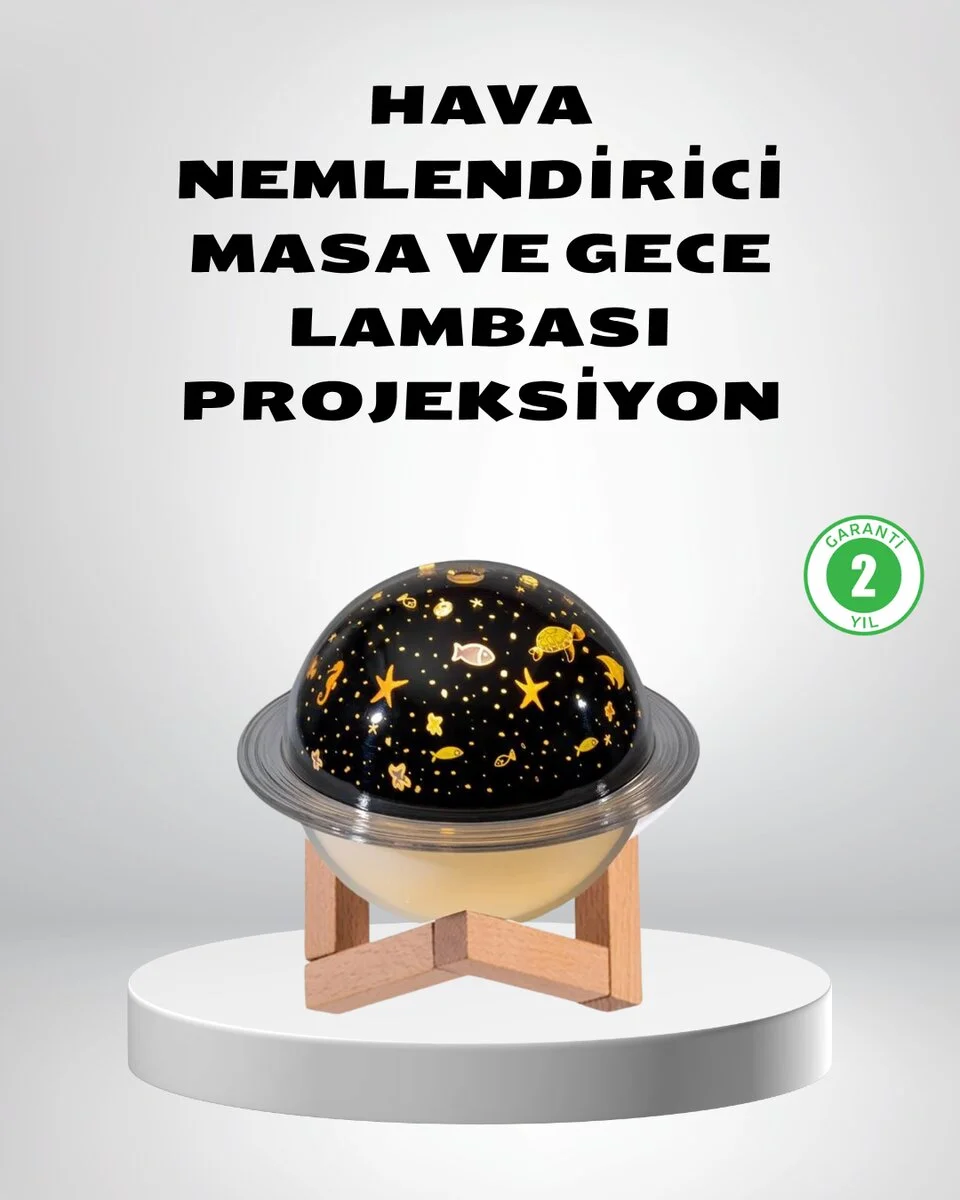 USB Projeksiyon Gece Lambası ve Hava Nemlendirici – Aromaterapi Destekli Taşınabilir Mini