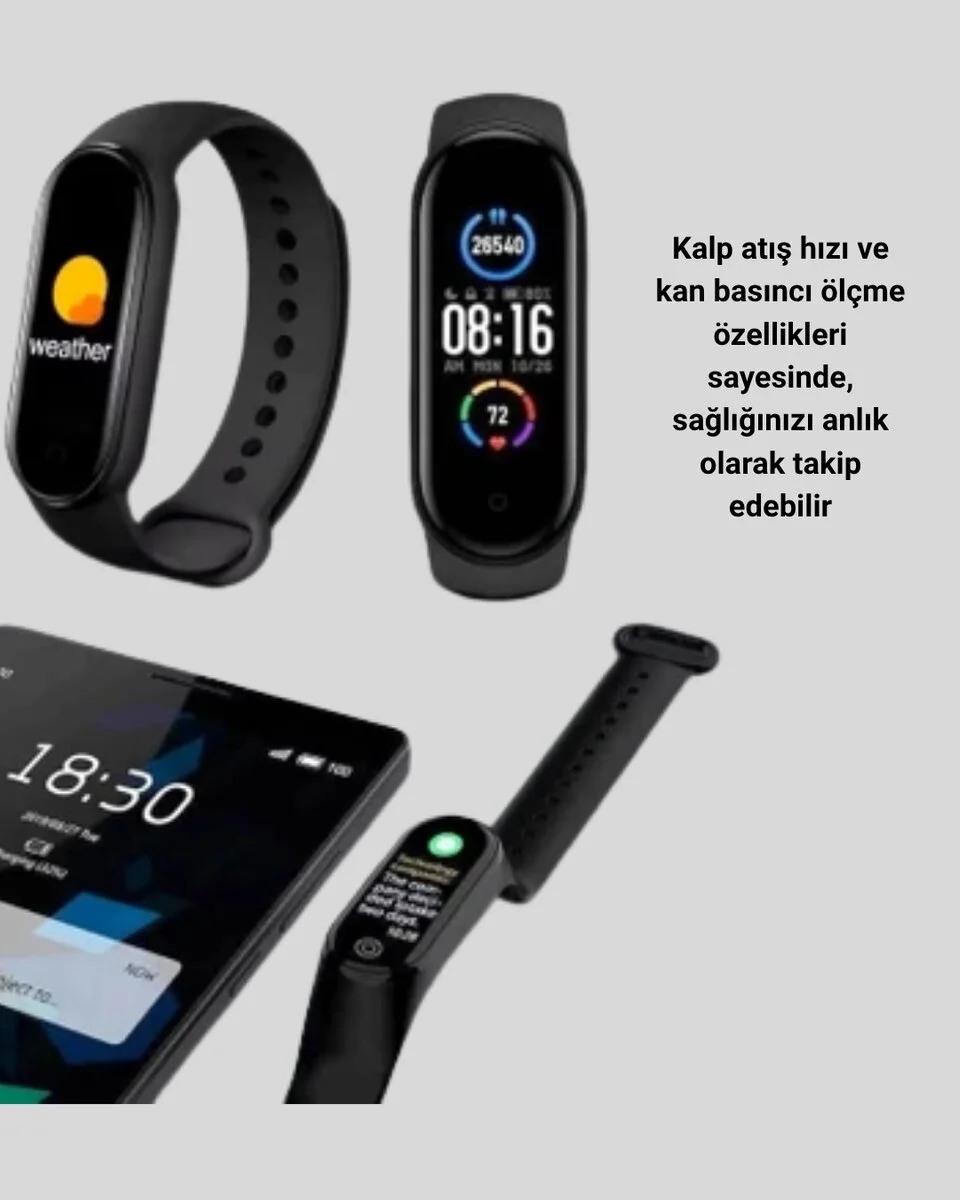 Akıllı Spor Bilekliği – Kalp Atış Kan Basıncı Uyku Takip ve Bildirim Özellikli