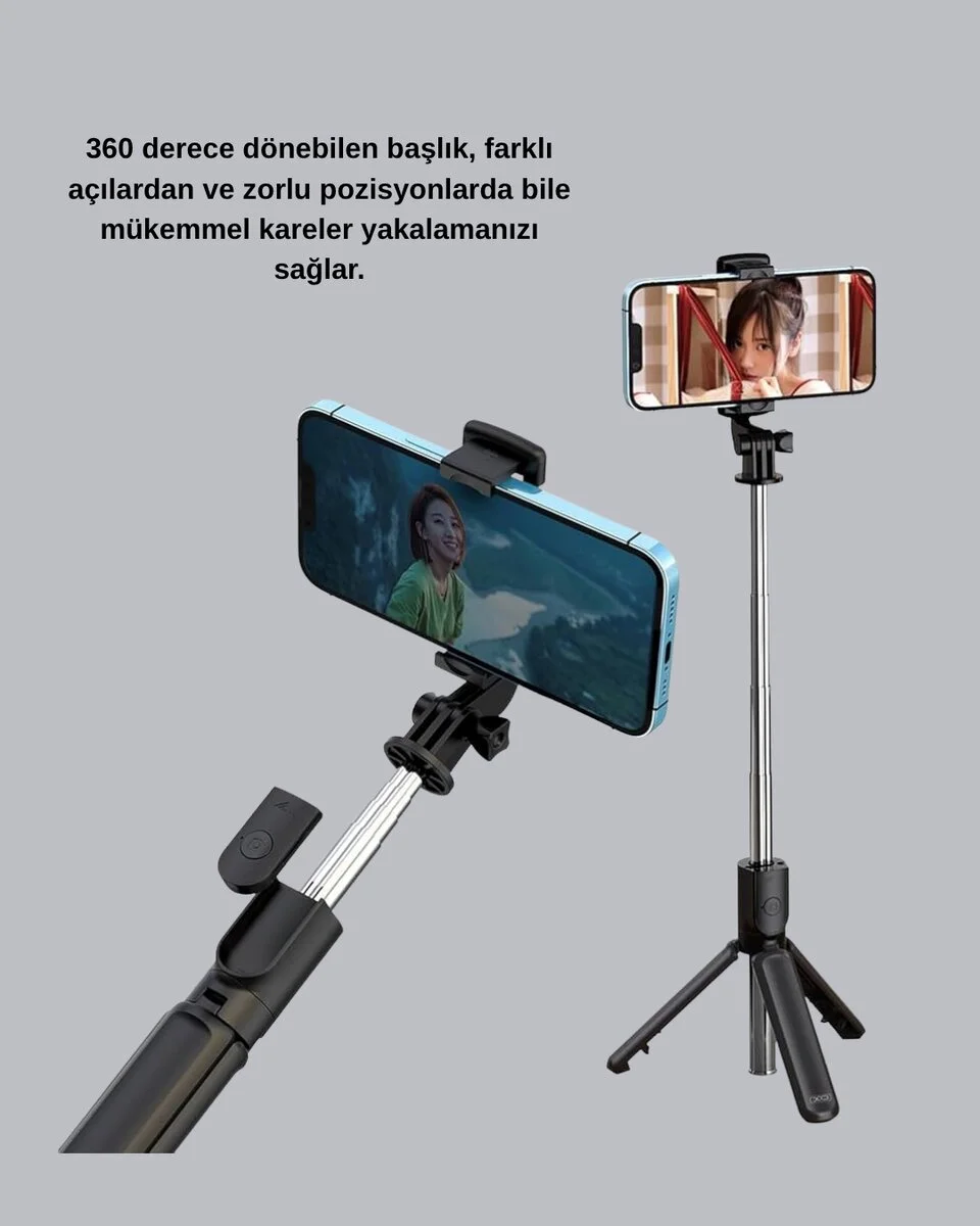 Bluetooth Selfie Çubuğu – Kablosuz Hafif ve Yüksek Çözünürlüklü Çekim İçin