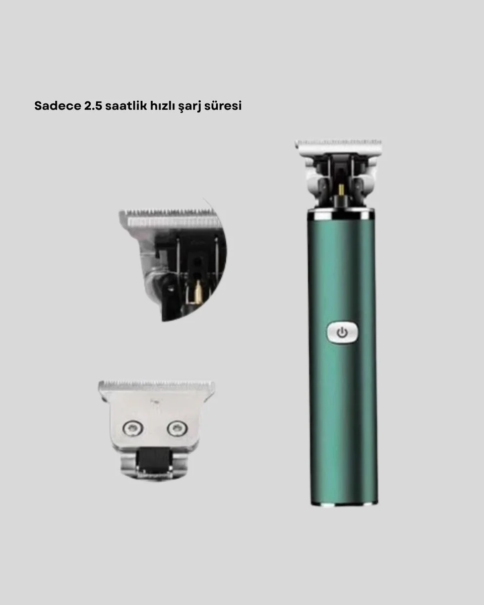 Şarjlı Erkek Tıraş Makinesi – 180 Dakika Pil Ömrü 2.5 Saat Hızlı Şarj USB ve Powerbank Uyumlu