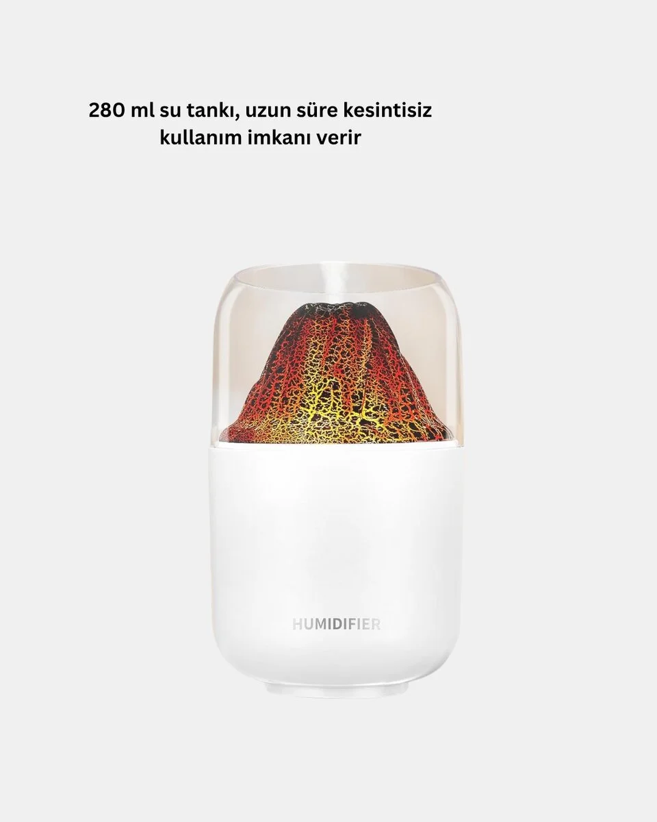 Ultrasonik Alev Efektli Aromaterapi Difüzörü USB Şarjlı ve Otomatik Kapanma Özellikli