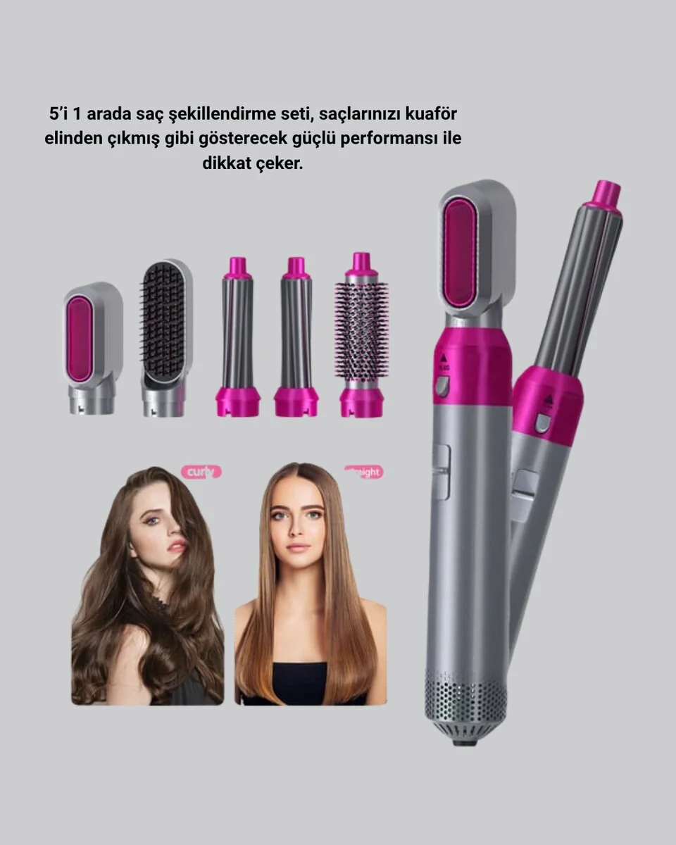 5’i 1 Arada Saç Şekillendirici Set Kuaför Düzeyinde Performans ve Ergonomik Tasarım
