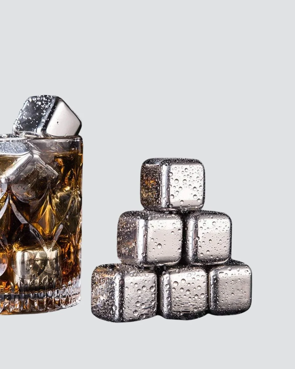 Paslanmaz Çelik Metal Buz Küpü Seti Sulandırmadan Soğutma ve Klips Dahil