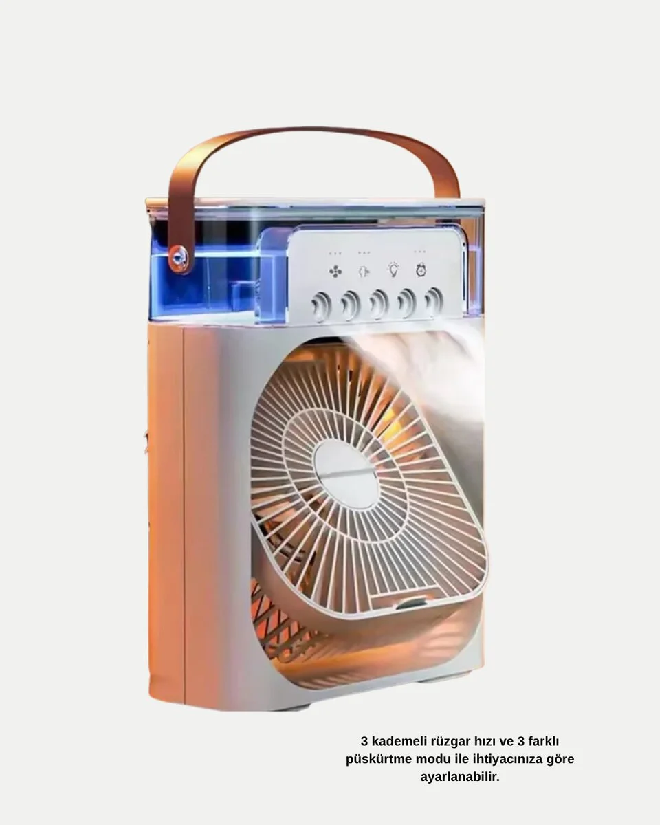 USB Bağlantılı Taşınabilir Mini Klima Fan 500ML Su Hazneli ve Sessiz Çalışma