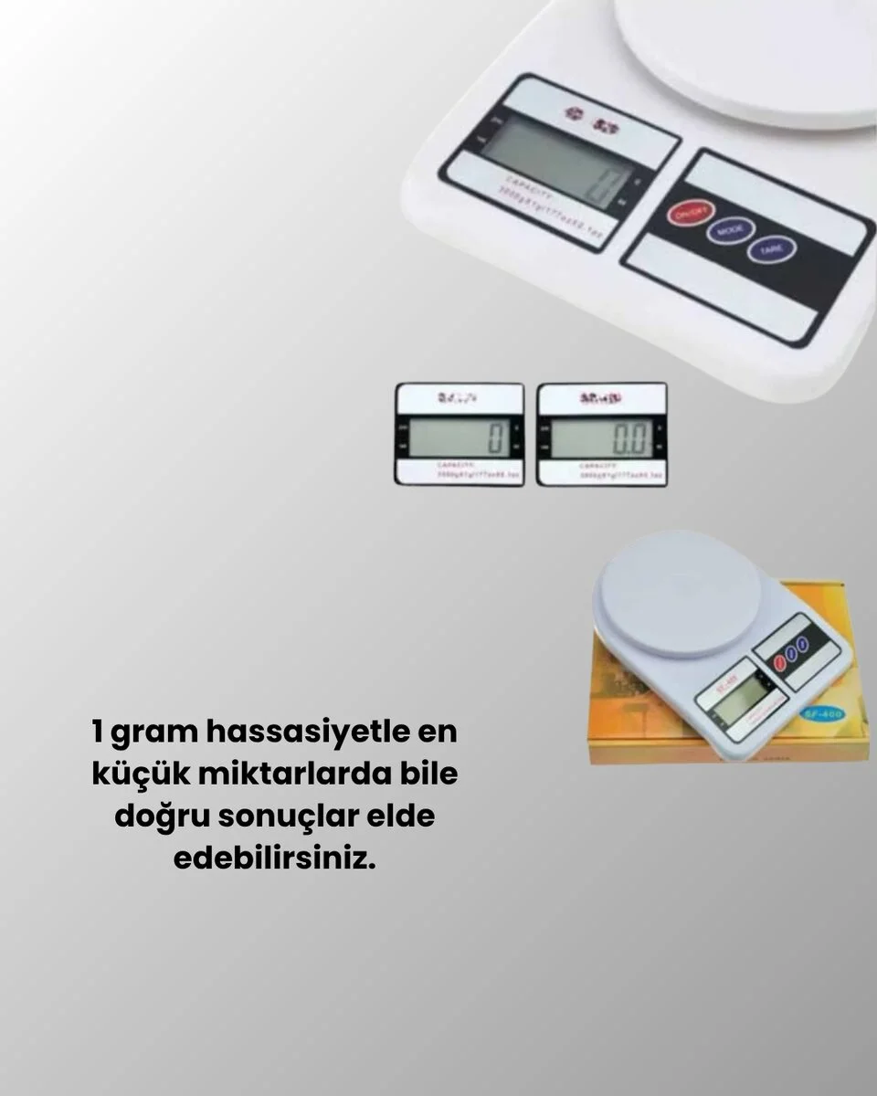 Dijital Mutfak Terazisi 10kg Kapasiteli 1g Hassasiyetli