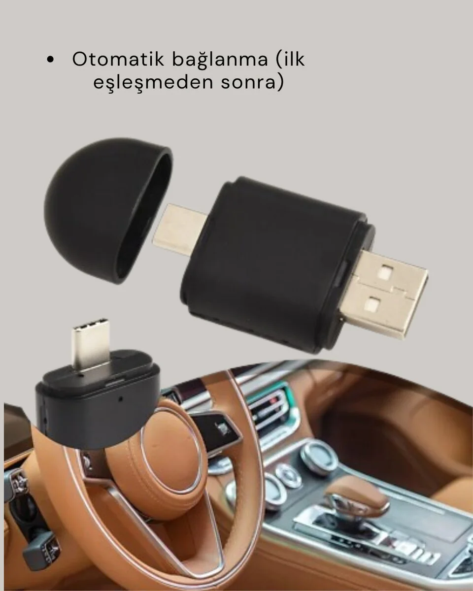 Kablosuz CarPlay Dönüştürücü – Akıllı Tak & Çalıştır Araç Adaptörü