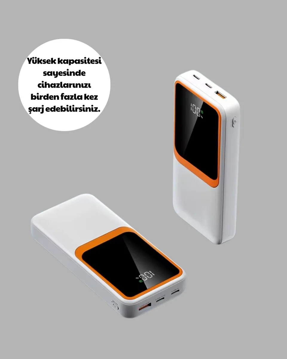 Taşınabilir 10000 mAh Powerbank – Dijital Göstergeli Type-C ve USB Çıkışlı