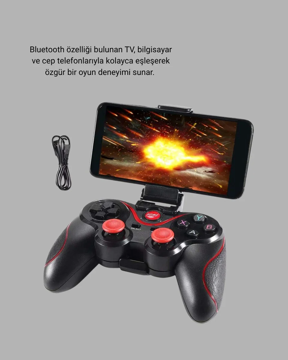 Bluetooth Gamepad Kablosuz Oyun Kumandası Tek Cihaz Destekli