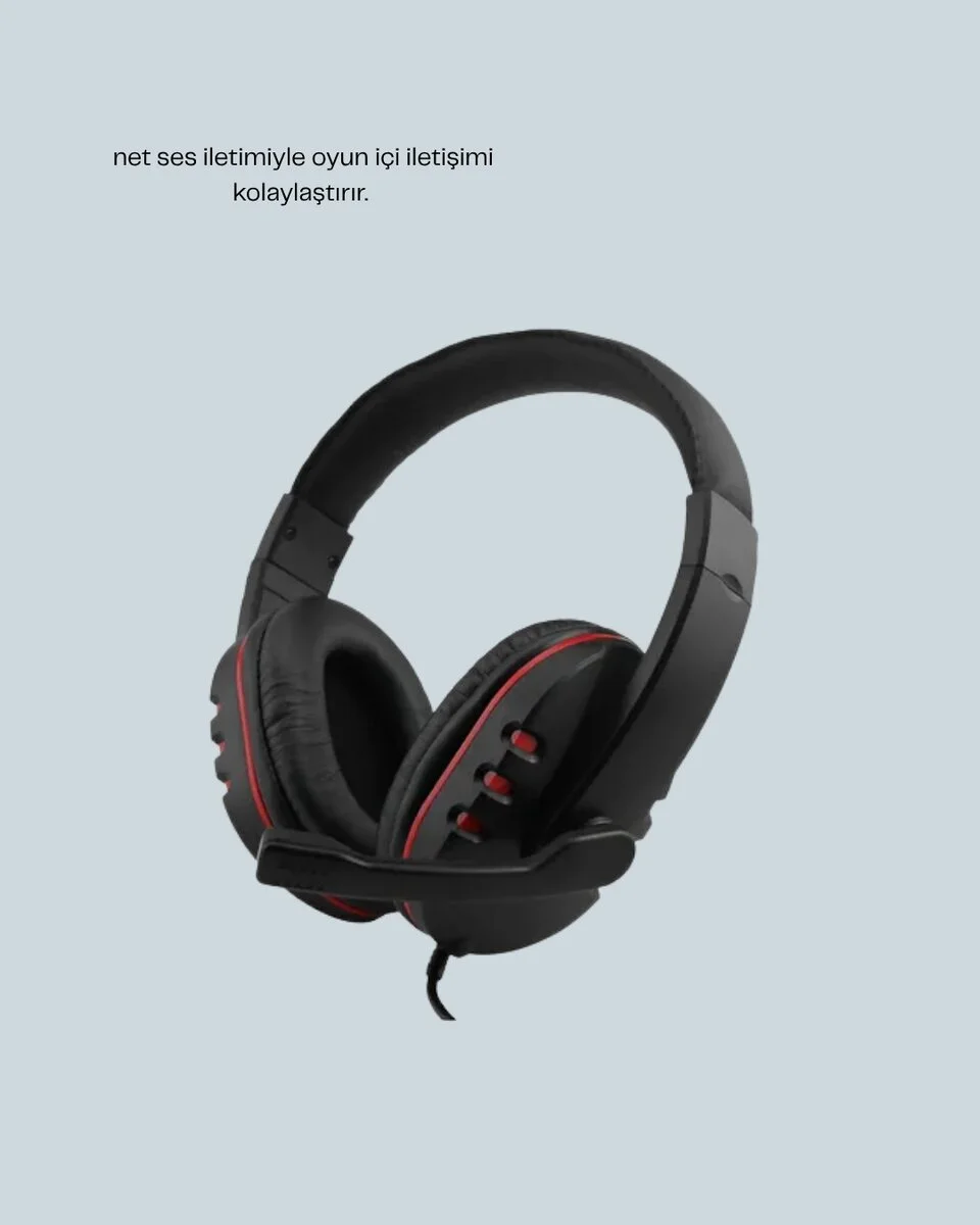 Kırmızı Gaming Headset Mikrofonlu Sağlam Kablolu Konforlu