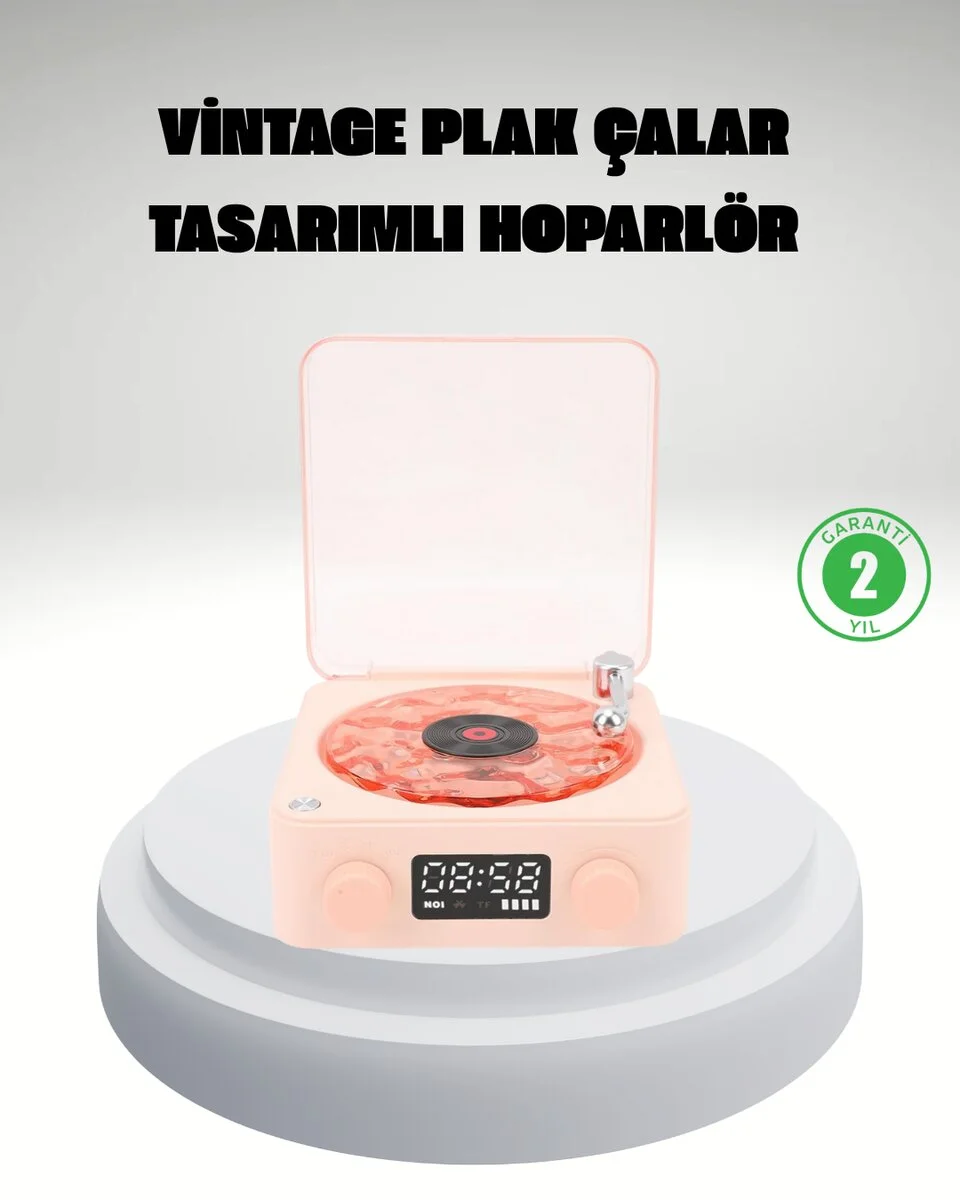 Gece Lambası Stereo Bluetooth Hoparlör Dijital Saat Su Dalgası Efektli 3-ü-1 Cihaz