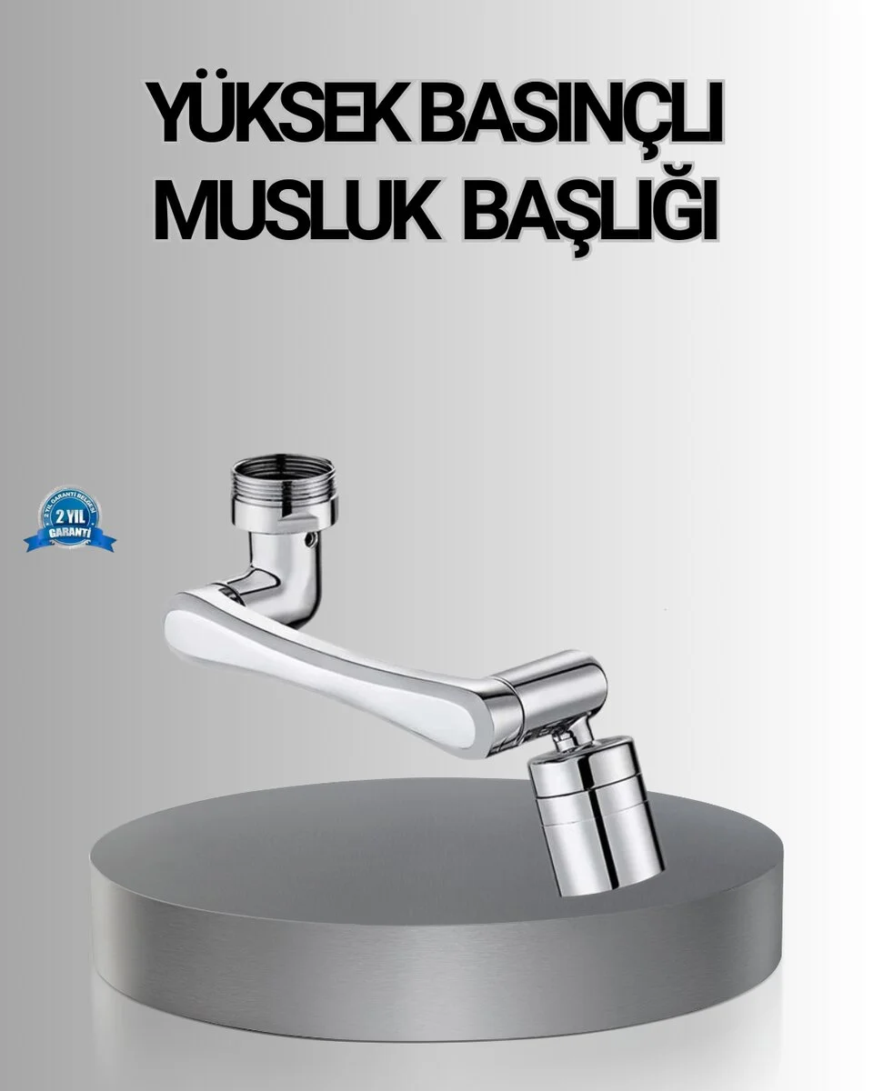 1080° Dönebilen Musluk Başlığı Robotik Kol Havalandırıcı Çok Yönlü Su Yönlendirme