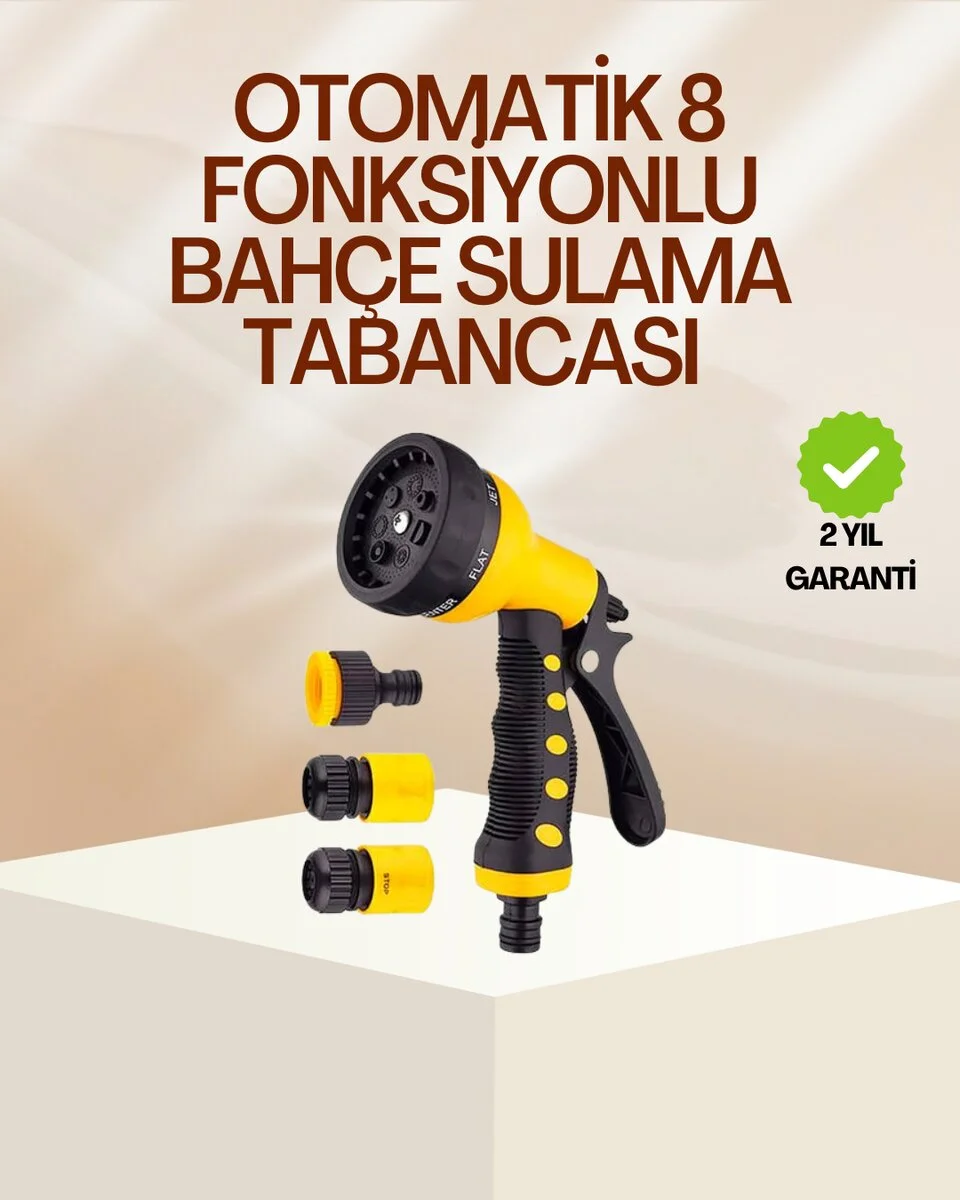 8 Fonksiyonlu Bahçe Sulama Tabancası Seti Çok Amaçlı Hortum Ucu
