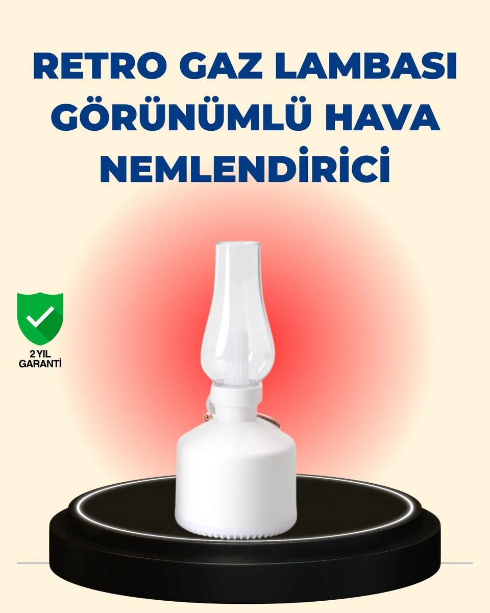 Kablosuz Retro Buhar Makinesi Gaz Lambası Tasarım Ledli Difüzör