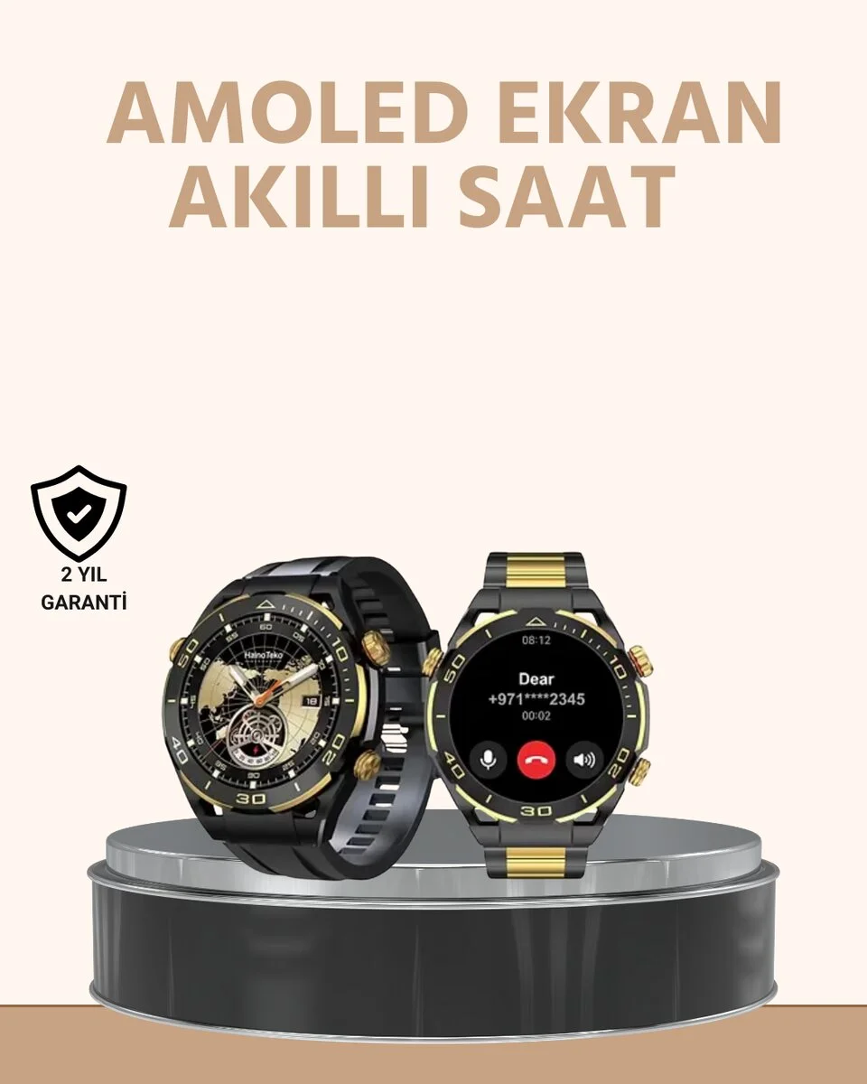 Amoled Ekran Akıllı Saat Uyku Nabız Adım Ölçer Su Geçirmez