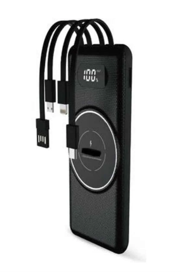 Wireless Powerbank 10000 Mah LED Ekranlı Dahili Kablolu Hızlı Şarj