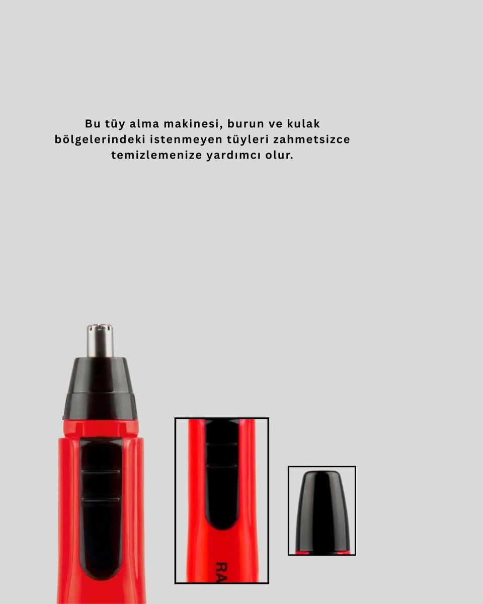 Kulak Burun Tüy Temizleme Makinası Pilli Kırmızı Ergonomik