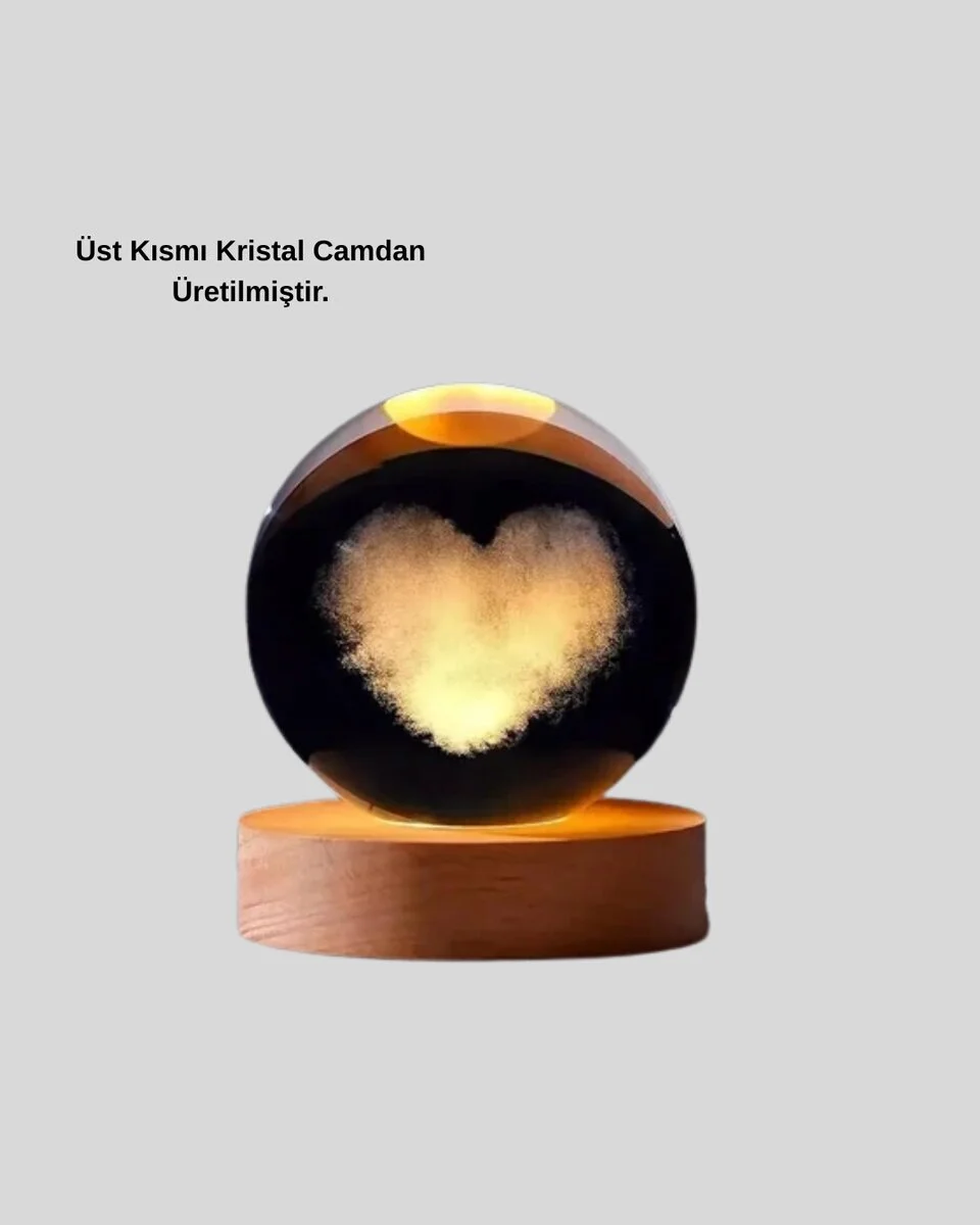 Kalpli LED Işıklı Cam Küre Büyük Boy Kristal Tasarım