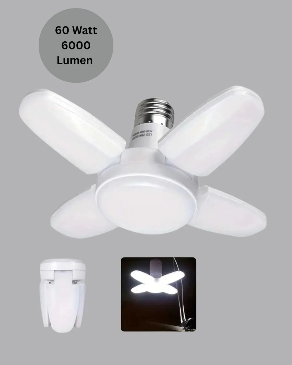 Tasarruflu Pervane LED Ampül 4 Kollu 60 Watt Geniş Alan Aydınlatma