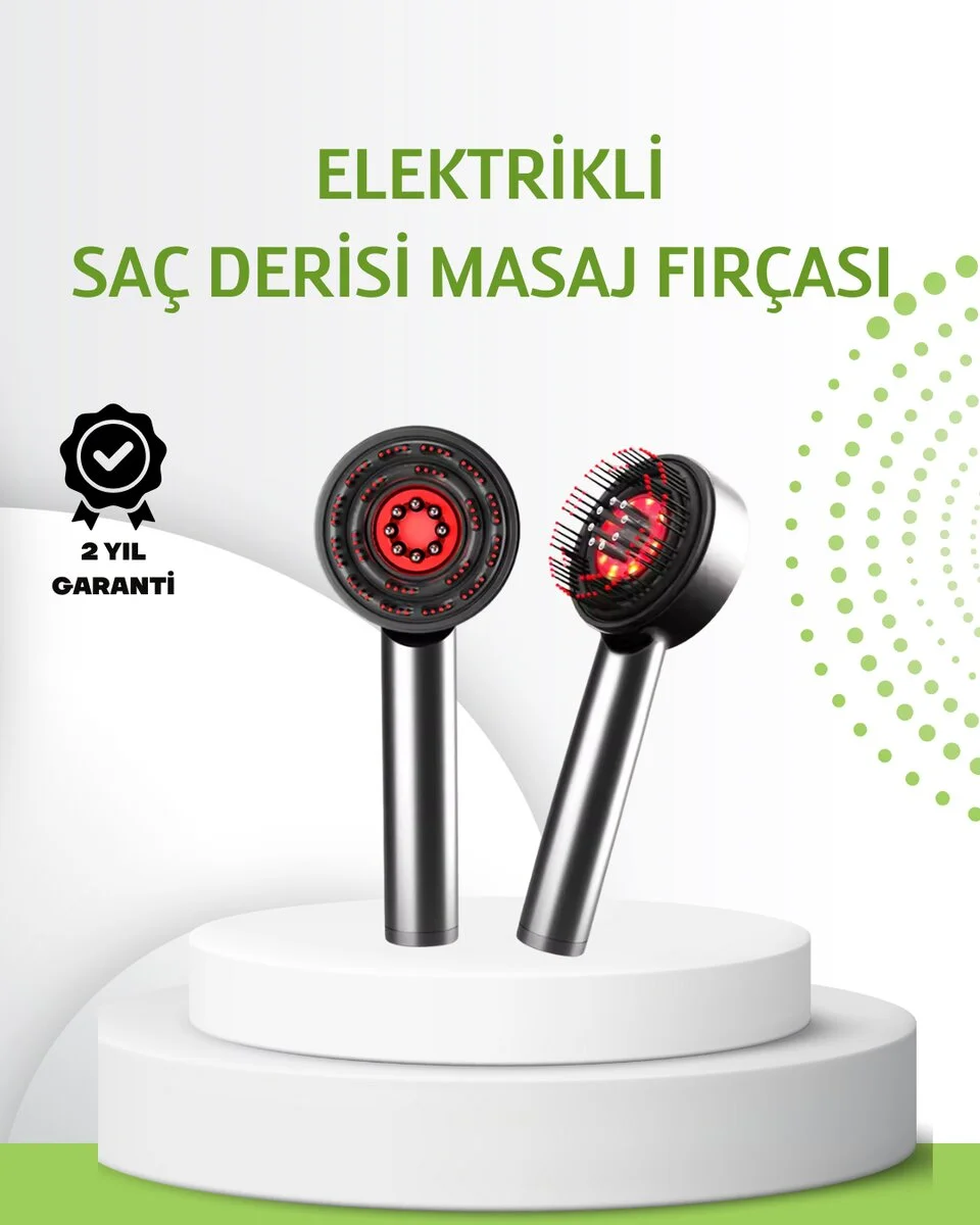 Şarjlı Saç Derisi Masaj Cihazı Kırmızı Işık ve 3D Tarak Dişli