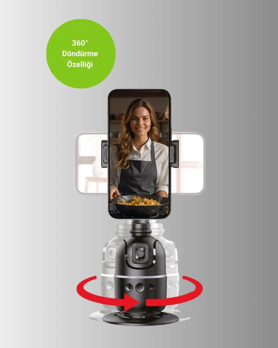 Telefon ve Kamera Uyumlu 360° Otomatik Takipli Akıllı Masa Tripodu