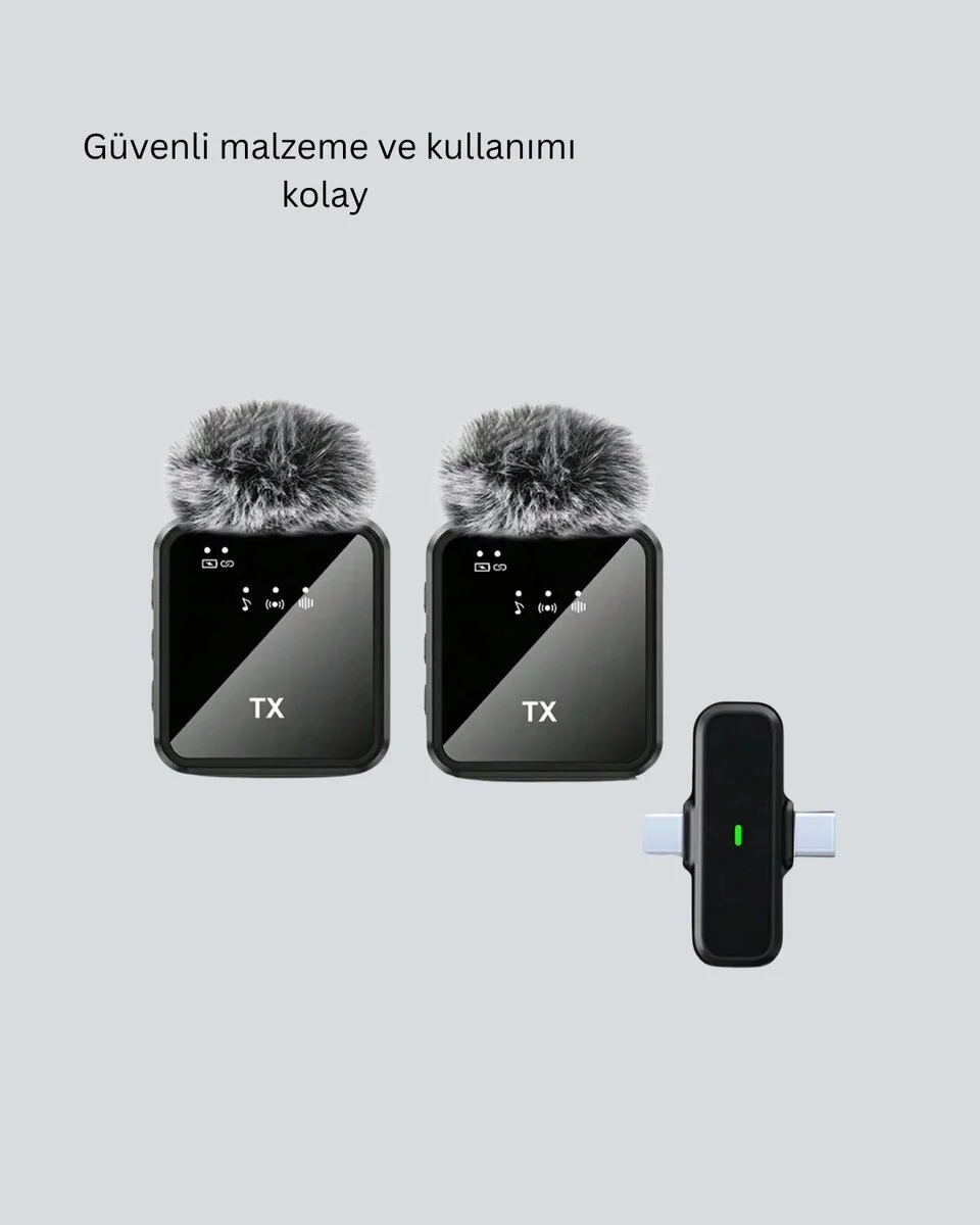 Vlog Podcast ve Röportajlar İçin Kablosuz Çift Yaka Mikrofon
