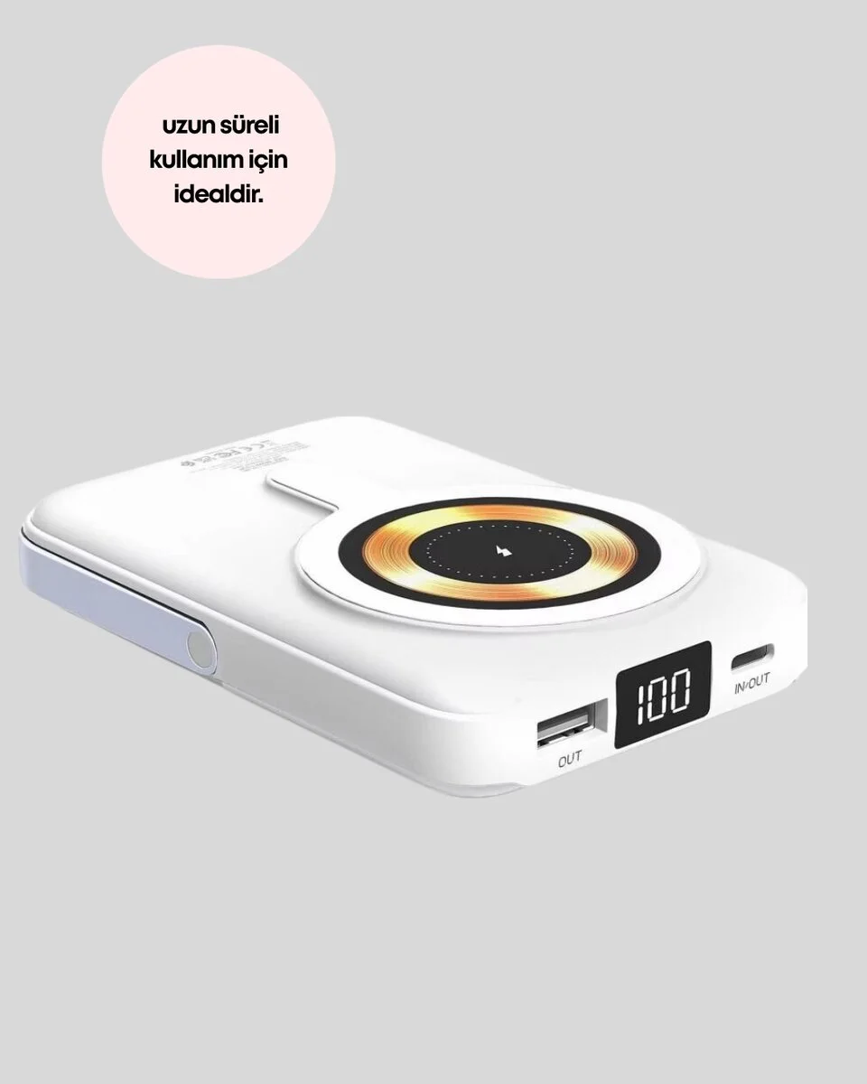 Kablosuz ve Kablolu Şarj Destekli Taşınabilir Powerbank