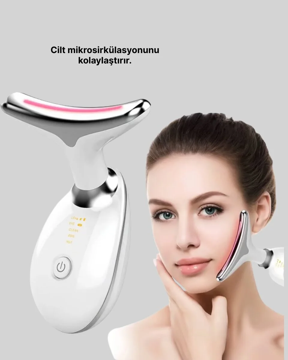 USB Şarjlı LED Işık Terapili Yüz Boyun Bakım Cihazı