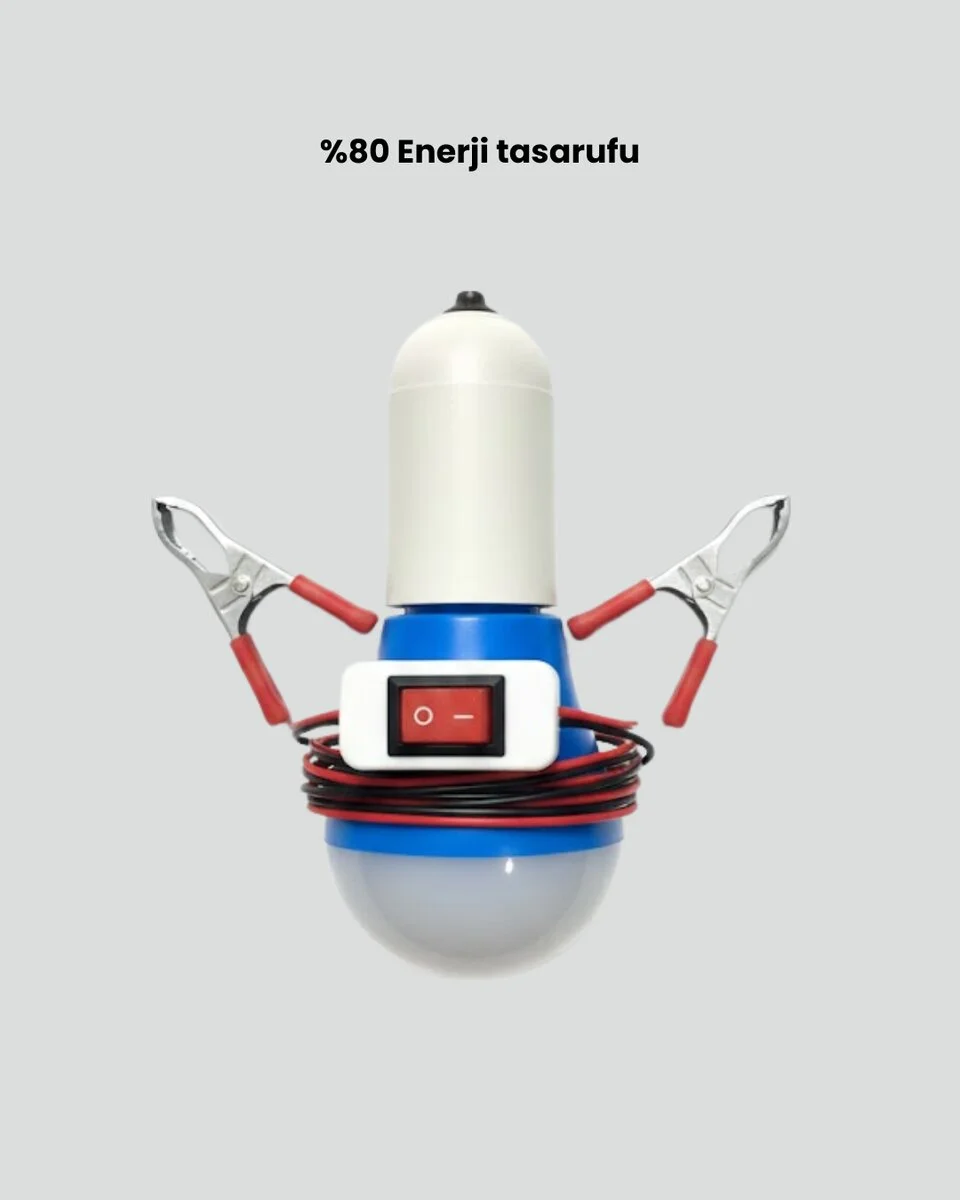Aküden Çalışan 12V LED Ampul Taşınabilir Kullanım
