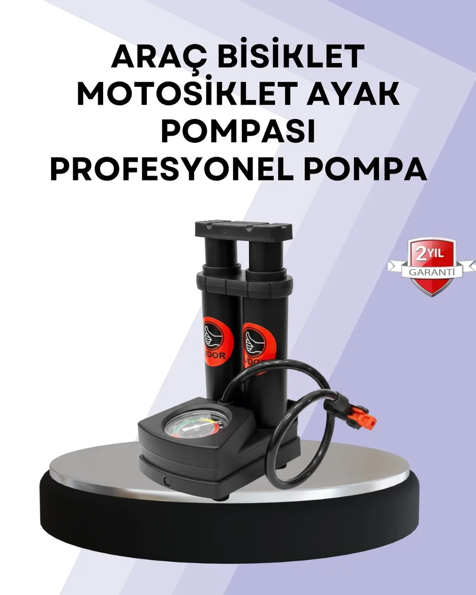 Basınç Saatli Ayak Pompası Bisiklet ve Araç Uyumlu